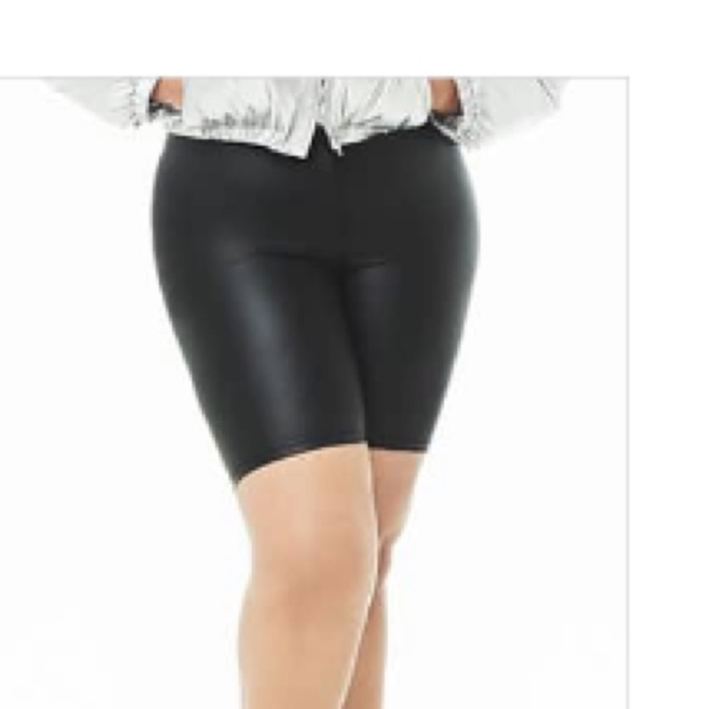 Faux leather biker shorts